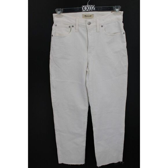 Madewell The Mid-Rise Perfect Vintage Straight Raw Hem Jean in Tile White 27T - Picture 1 of 9